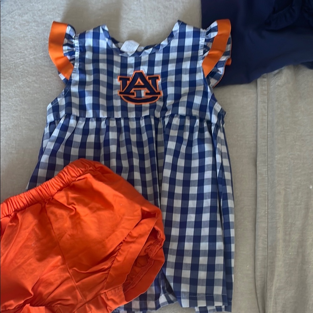 Auburn Kids Blue and Orange Checkered Matching Set